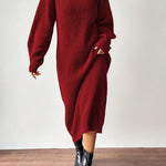 Liora | High-Neck Knit Midi Dress