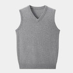 100% Cashmere V Neck Knit Vest - Cross & Crown