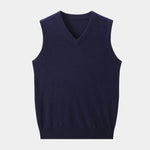 100% Cashmere V Neck Knit Vest - Cross & Crown