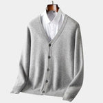 100% Merino Wool V Neck Knitwear Cardigan Sweater - Cross & Crown