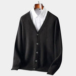 100% Merino Wool V Neck Knitwear Cardigan Sweater - Cross & Crown