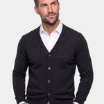 100% Merino Wool V Neck Knitwear Cardigan Sweater - Cross & Crown