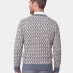 100% Wool Geometric Crew Neck Pullover Sweater - Cross & Crown