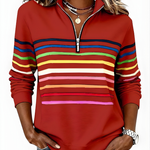 EVELINA STRIPED QUARTER ZIP