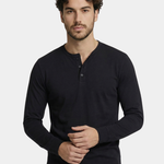 Minimalist Henley Neck Long Sleeve T-Shirt - Cross & Crown