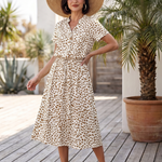 Belladonna | Printed Button Front Belted Midi Dress