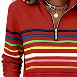 EVELINA STRIPED QUARTER ZIP