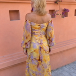 Greta | Long Floral Dress with a Deep Neckline