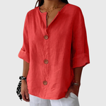 ENGLISH SUMMER LINEN V‑NECK SHIRT