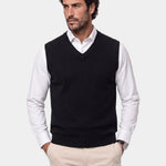 100% Cashmere V Neck Knit Vest - Cross & Crown