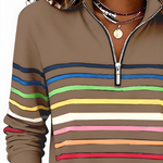 EVELINA STRIPED QUARTER ZIP