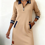 Dorellia | Casual Half-Zip Long Sleeve Dress