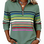 EVELINA STRIPED QUARTER ZIP