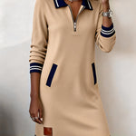 Dorellia | Casual Half-Zip Long Sleeve Dress
