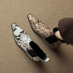 Nessa Snake Pattern Leather Boots