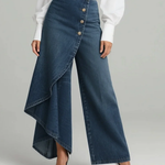 ELVORIA WRAP-STYLE DENIM JEANS