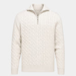 Premium Cable-Knit Zip Neck Sweater - Cross & Crown