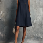 AUBREY | ASYMMETRIC BUTTON MINI DRESS