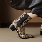Nessa Snake Pattern Leather Boots