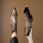 Nessa Snake Pattern Leather Boots