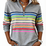 EVELINA STRIPED QUARTER ZIP