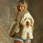Baumwoll-Strickjacke mit flauschigem Hund