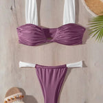 Braine® | Pleated V-neck Bikini Set