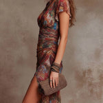 POPPY RUCHES MIDI DRESS