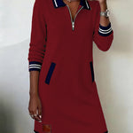 Dorellia | Casual Half-Zip Long Sleeve Dress