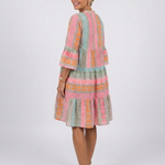 Maelle | Geometric Print V Neck Tiered Knee Length Dress