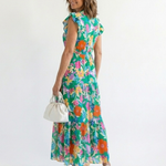 Lila | Floral V-Neck Tiered Midi Dress