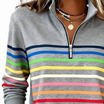 EVELINA STRIPED QUARTER ZIP