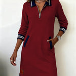 Dorellia | Casual Half-Zip Long Sleeve Dress
