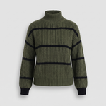 SERELLE STAND COLLAR STRIPED SWEATER