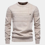 Cotton Knitted Stripped Crew Neck Pullover Sweater - Cross & Crown