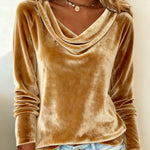 Margaret - Luxurious Velvet Drape-Neck Top