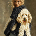 Baumwoll-Strickjacke mit flauschigem Hund