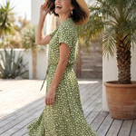 Belladonna | Printed Button Front Belted Midi Dress