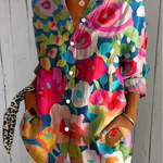 Anica - Vibrant Artistic Button-Up Blouse