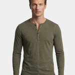 Henley Neck Long Sleeve T-Shirt - Cross & Crown
