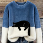 Aileen™ | Elegant Cat Print Oversized Sweater