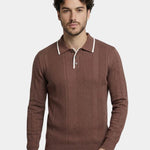 Vertical Ridge Knit Polo Shirt - Cross & Crown