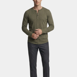 Henley Neck Long Sleeve T-Shirt - Cross & Crown