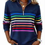 EVELINA STRIPED QUARTER ZIP