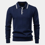 Vertical Ridge Knit Polo Shirt - Cross & Crown