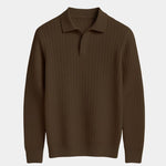 Elegant Open Collar Long Sleeve Polo - Cross & Crown
