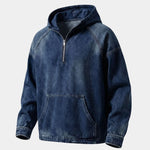 Artisan Denim Smock Quarter Zip Hooded Jacket - Cross & Crown