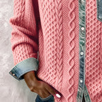 Long-Sleeve Shirt with Denim Patchwork