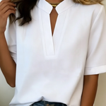 Margaux | Chic V-Neck Blouse with Gold Detail