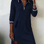 Dorellia | Casual Half-Zip Long Sleeve Dress
